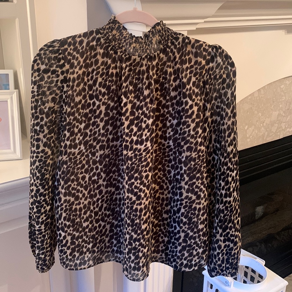 J. Crew Factory Leopard Mock Neck Top